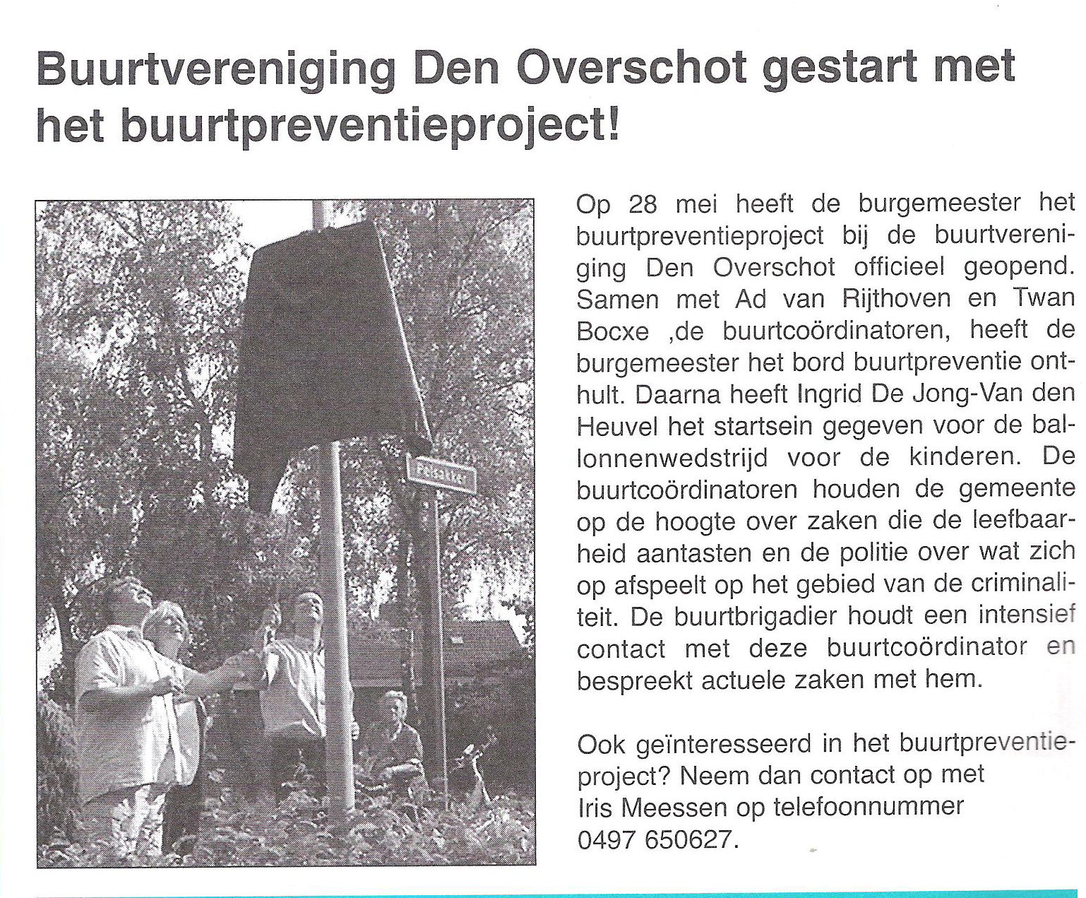 buurtpreventie artikel in den uitkijk